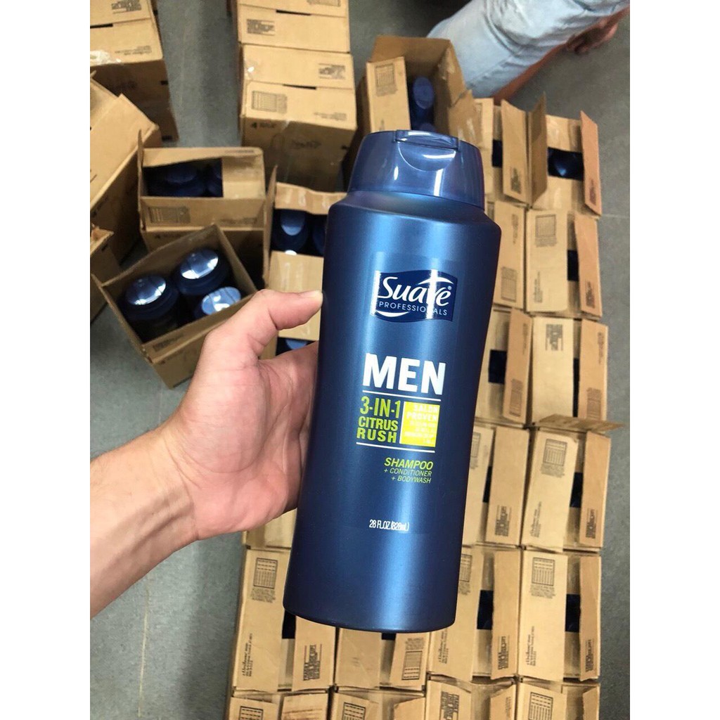 Dầu Gội Xả Tắm Suave Men 3 in 1 - Mỹ