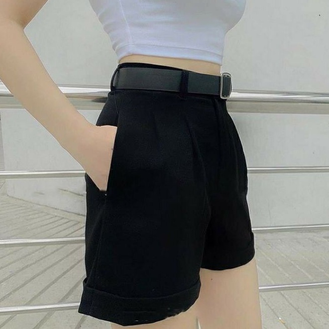 Quần short nữ gập gấu LOZADO vải tuyết mưa cực đẹp - Q575