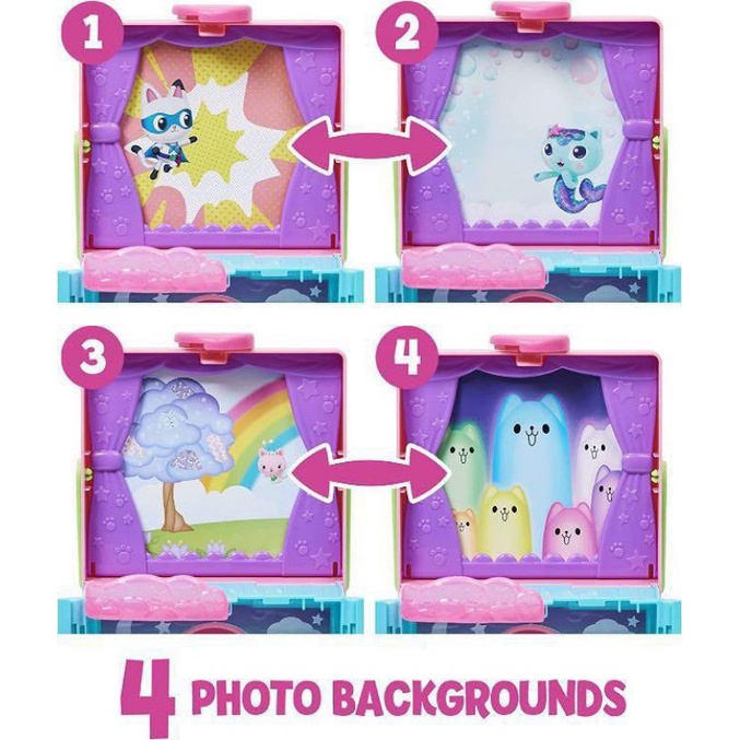 Đồ chơi Gabby Dollhouse: Tủ đồ trang điểm của Gabby Girl với 3 bộ tóc giả, trang phục, phụ kiện, máy chụp ảnh,...