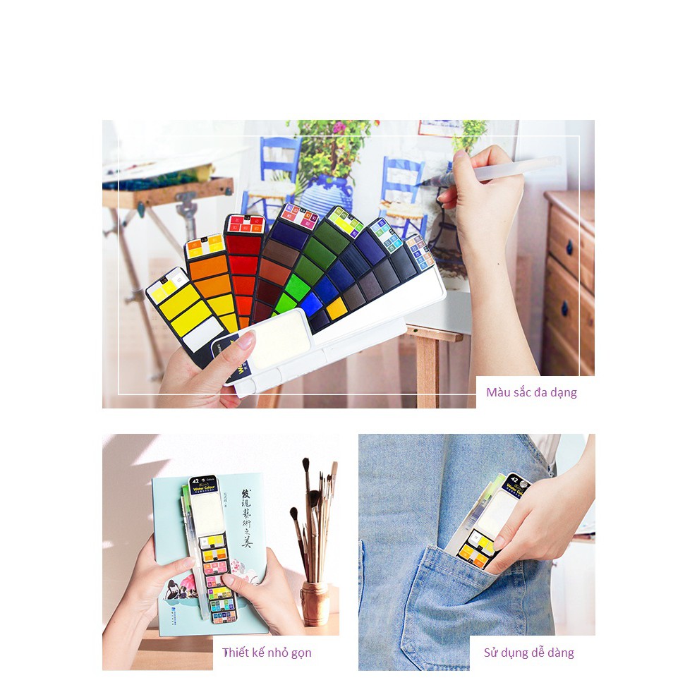 Màu nước Superior dạng thẻ nén - set 18/ 25/ 42 màu