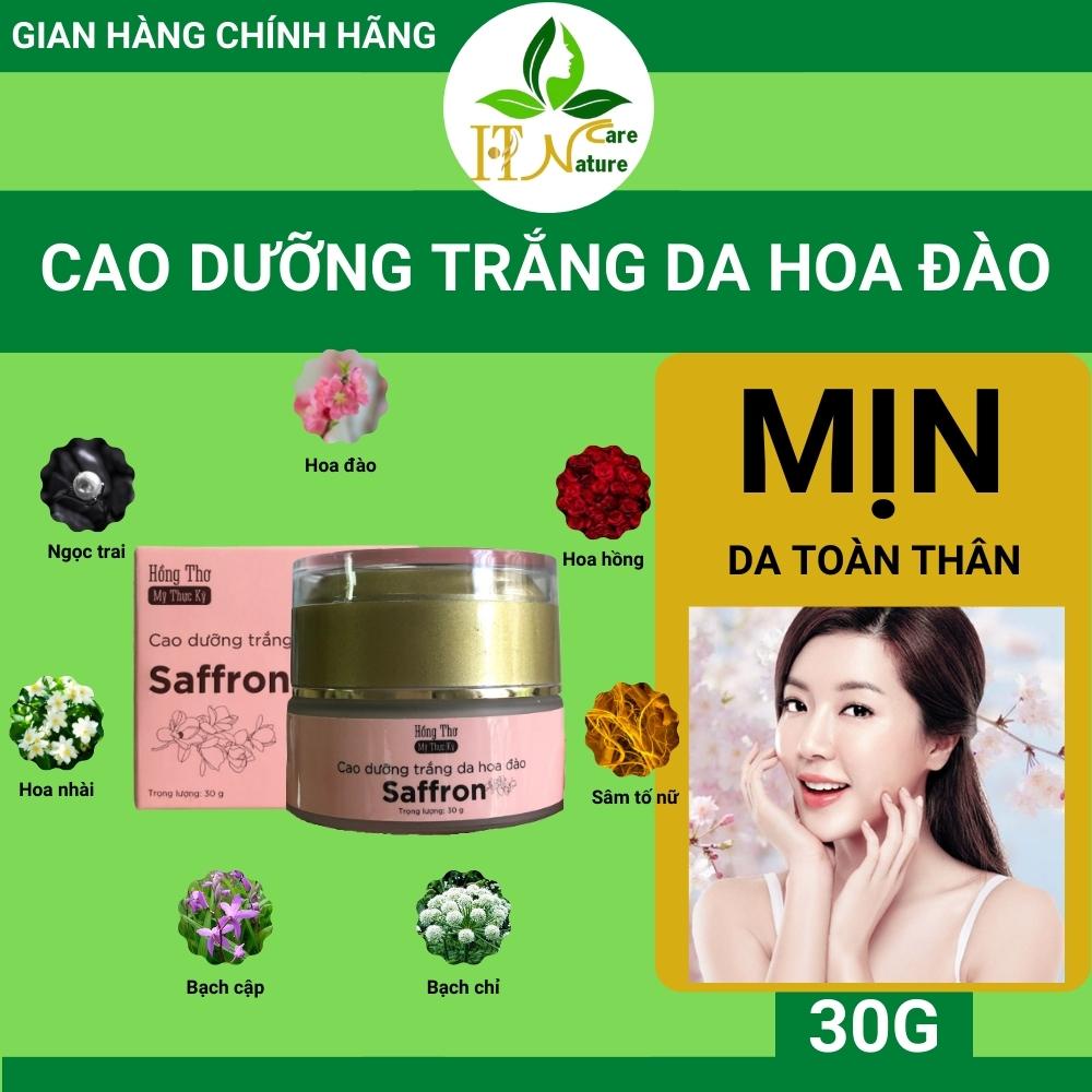 Kem body trắng da hoa đào Saffron 30g dưỡng trắng da HT Nature Care