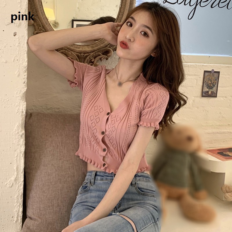 Áo Thun Nữ Ngắn Tay Cổ Chữ V Thời Trang