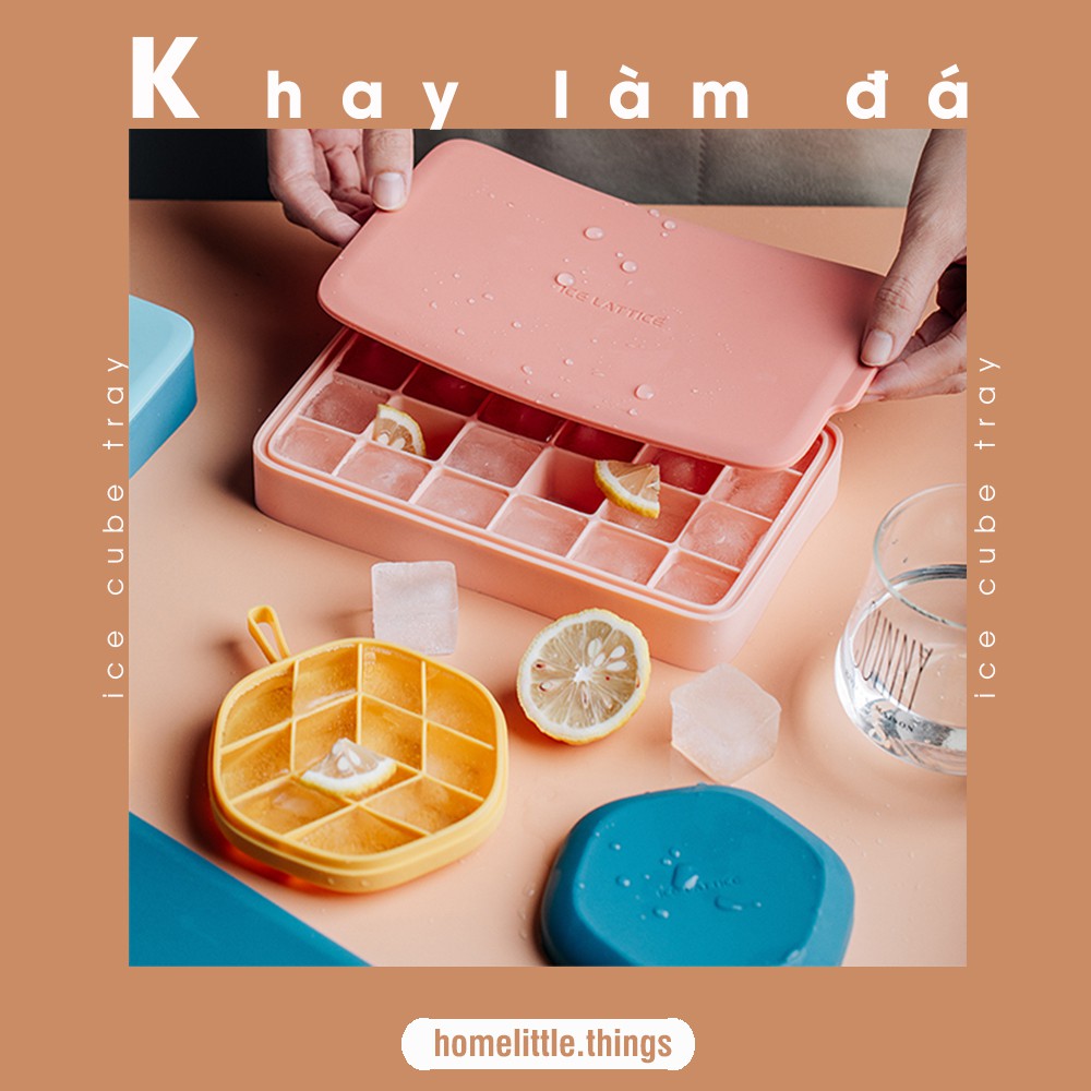 [Có nắp] Khay khuôn làm đá silicon