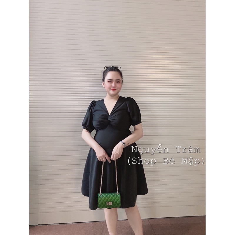 Đầm Xoè Tay Bồng Xoắn Nguc Bigsize 65-85Kg