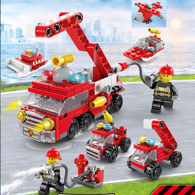 Combo 3 Xe Đồ Chơi Nghề Nghiệp [FREESHIP❤️] Xếp Hình Xe Cứu Hỏa Xếp Hình Xe Cần Cẩu Và Xếp Hình Xe Cảnh Sát