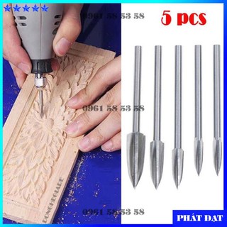 BỘ 5 MŨI KHẮC GỖ GẮN CHO MÁY ĐỤC GỖ - MÁY ĐIÊU KHẮC GỖ CẦM TAY MINI - DCG