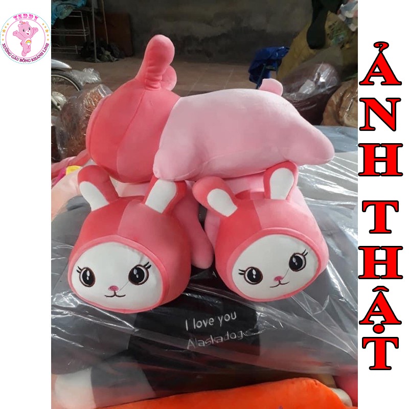 Gấu Bông Hình Con Thỏ Hồng Dáng Nằm Size 40cm Chất Liệu Vải Bông Cao Cấp Xuất Dư Siêu Thị