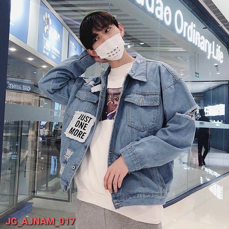 Áo Khoác Jean UNISEX Form Rộng Nam Nữ YUST ONE MORE