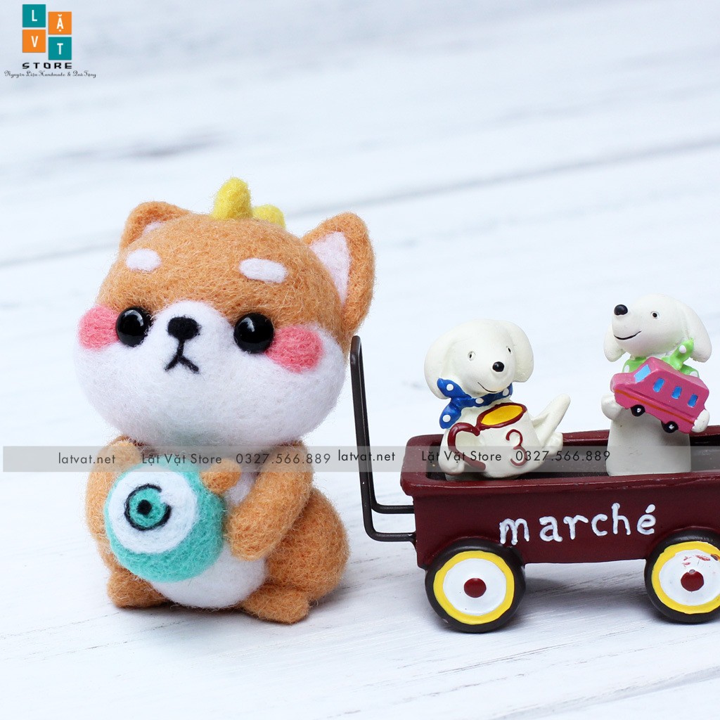 [MỚI 2021] Len chọc có hướng dẫn 5 bé LỚP HỌC SHIBA - NEEDLE FELTING SHIBA CLASSES, món quà handmade ý nghĩa