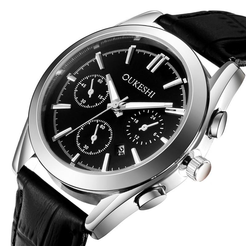 (New Arrival) Đồng Hồ Nam OUKESHI Doanh Nhân Có Lịch Ngày Dây Da Cao Cấp_Tặng Hộp Và Pin | BigBuy360 - bigbuy360.vn