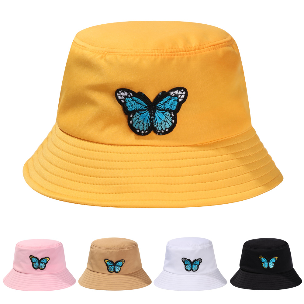 Mũ tròn vành cotton chống nắng họa tiết bướm nhiều màu lựa chọn thời trang xuân hè dành cho nam nữ