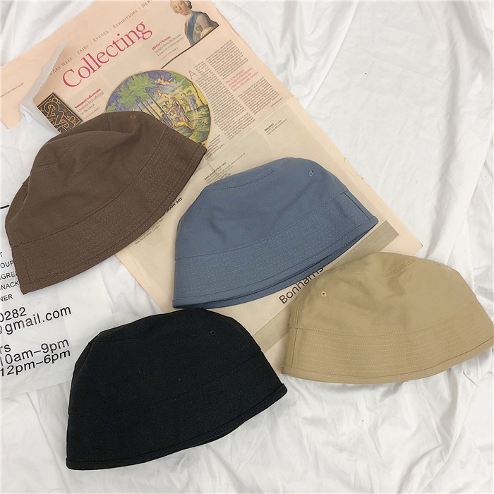 Mũ Bucket Màu Trơn Phong Cách Retro Nhật Bản Chất Lượng Cao