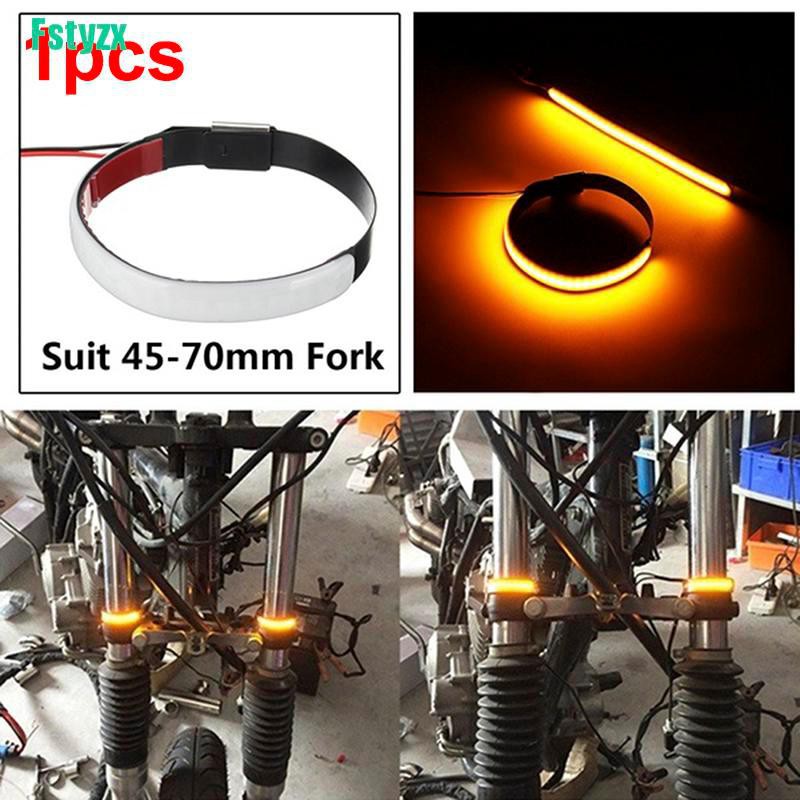 fstyzx 1Pc Motorcycle Fork Turn Signals Light Amber LED Strips For Clean Custom Look