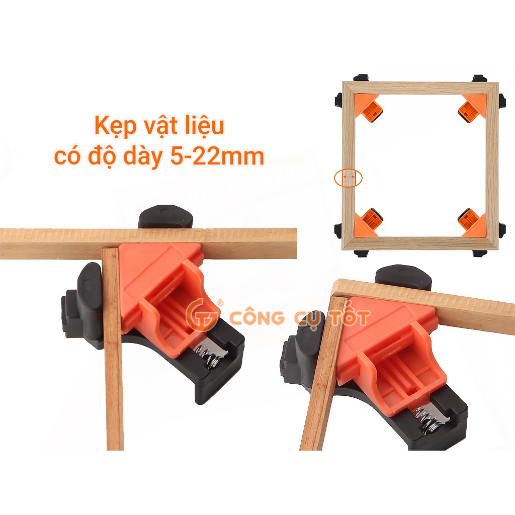 Bộ 4 cảo kẹp gỗ nhanh ê tô góc vuông cảo vam kẹp 90-60-120 độ kẹp góc vuông góc chữ T
