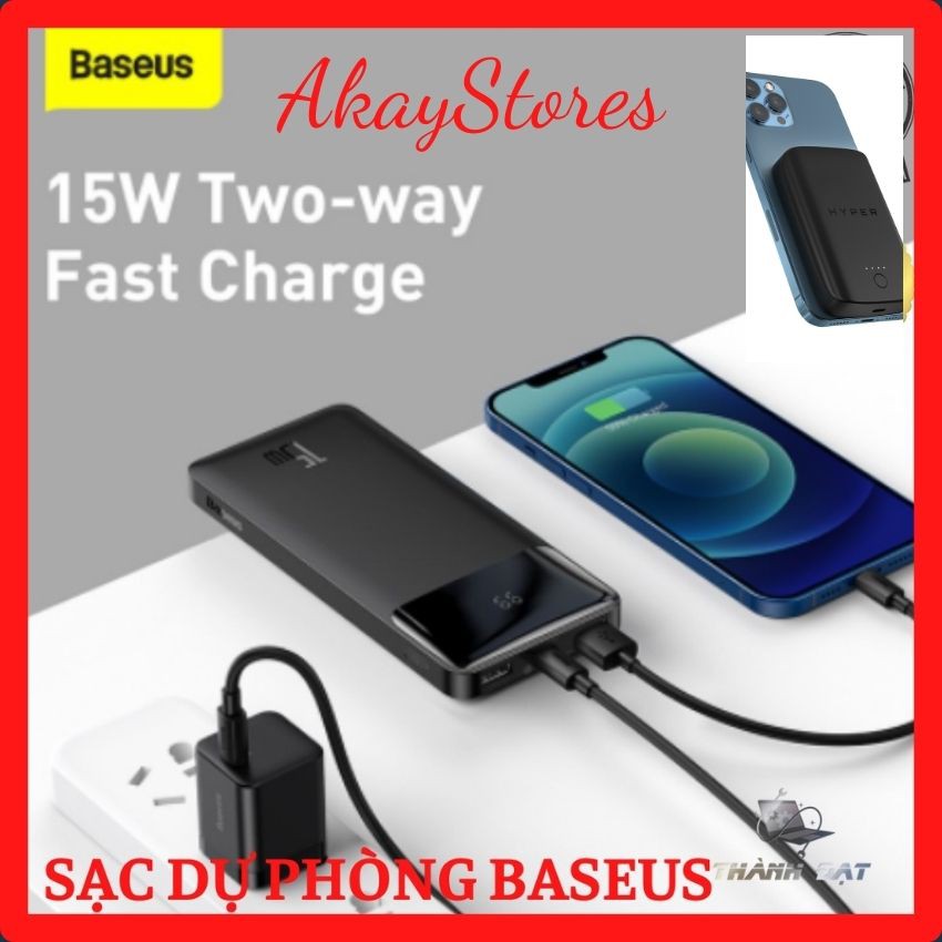 Sạc dự phòng Baseus sạc nhanh PD 15W 10000mAh/20000mAh Chính Hãng AkayStores  Power Bank màn hình kỹ thuật số siêu đẹp