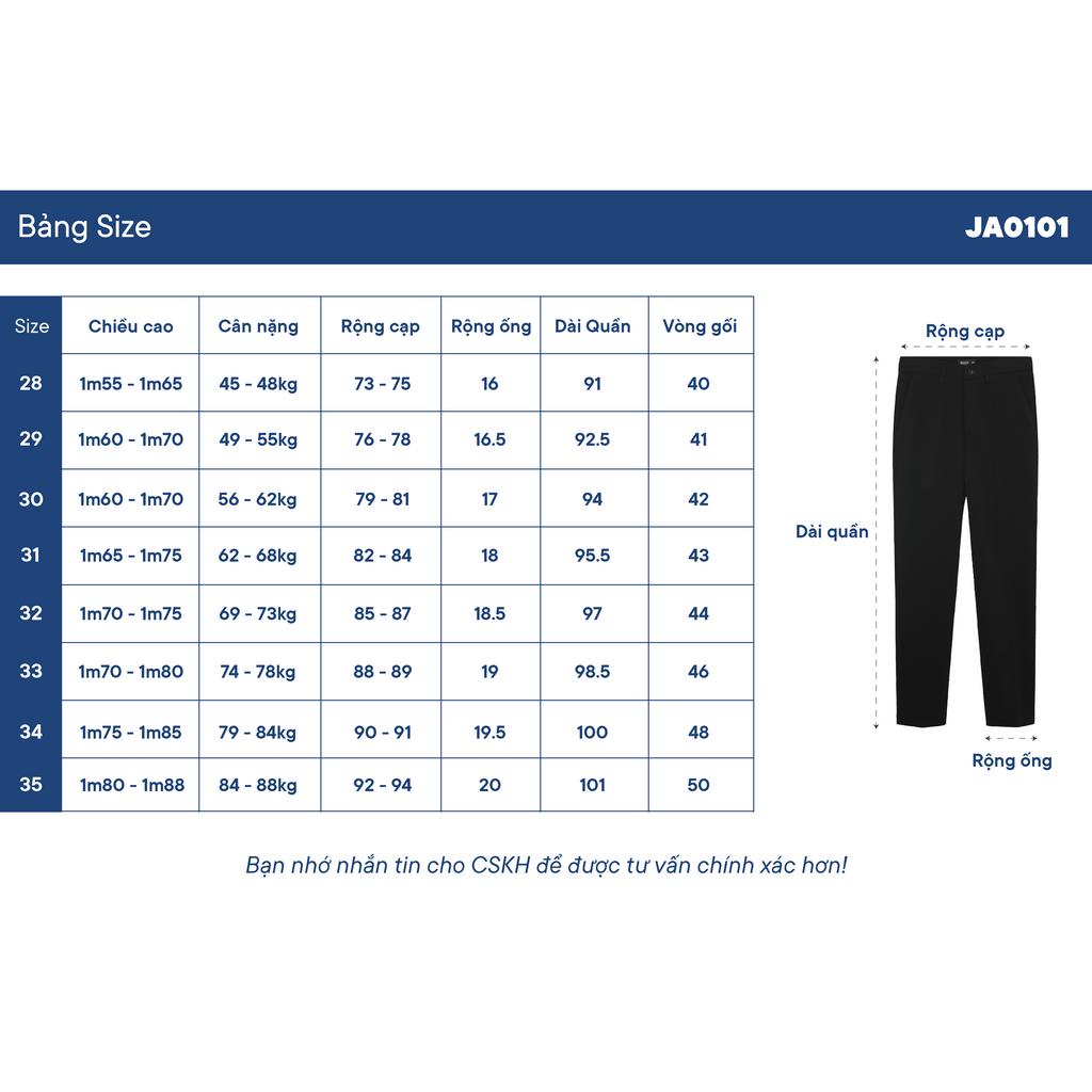 Quần tây nam hàn quốc dáng baggy suông đen, kem vải dày dặn co giãn tốt thương hiệu JBAGY - JA0101