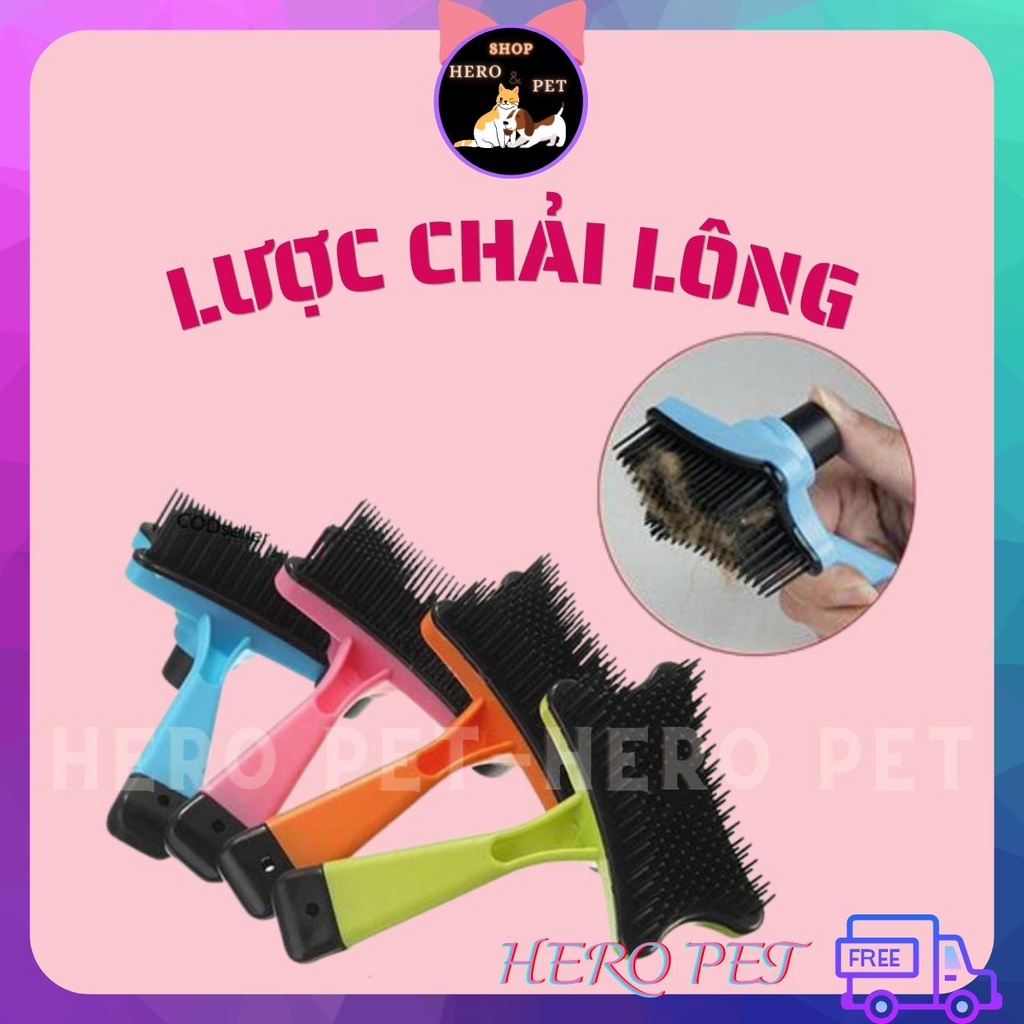 Lược chải lông cho chó mèo có nút bấm lấy lông tiện lợi, Giúp mỗi lần chải lông sẽ làm thú cưng thoải mái - HERO PET