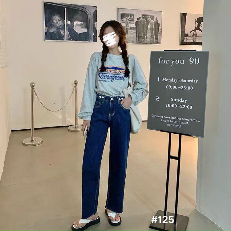 Quần baggy jean nữ ống rộng kiểu quần bò baggy suông lưng cao thời trang bigsize 2KJEAN MS125