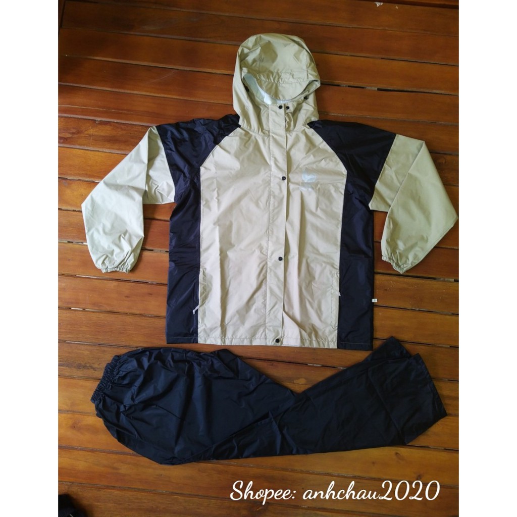 Bộ quần áo mưa cao cấp nam nữ size XXL 65-75 Kg - Màu như màu cà phê sữa nhạt