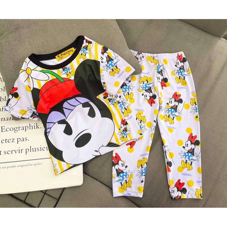 bộ thun lạnh 3d tay ngắn quần dài mickey cho bé size nhí sỉ bộ thun lạnh