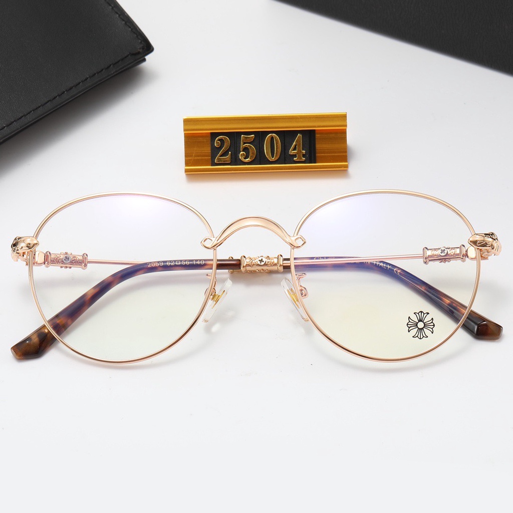 Gọng kính tròn chrome hearts kim loại , thiết kế mảnh nhẹ kiểu dáng thời trang