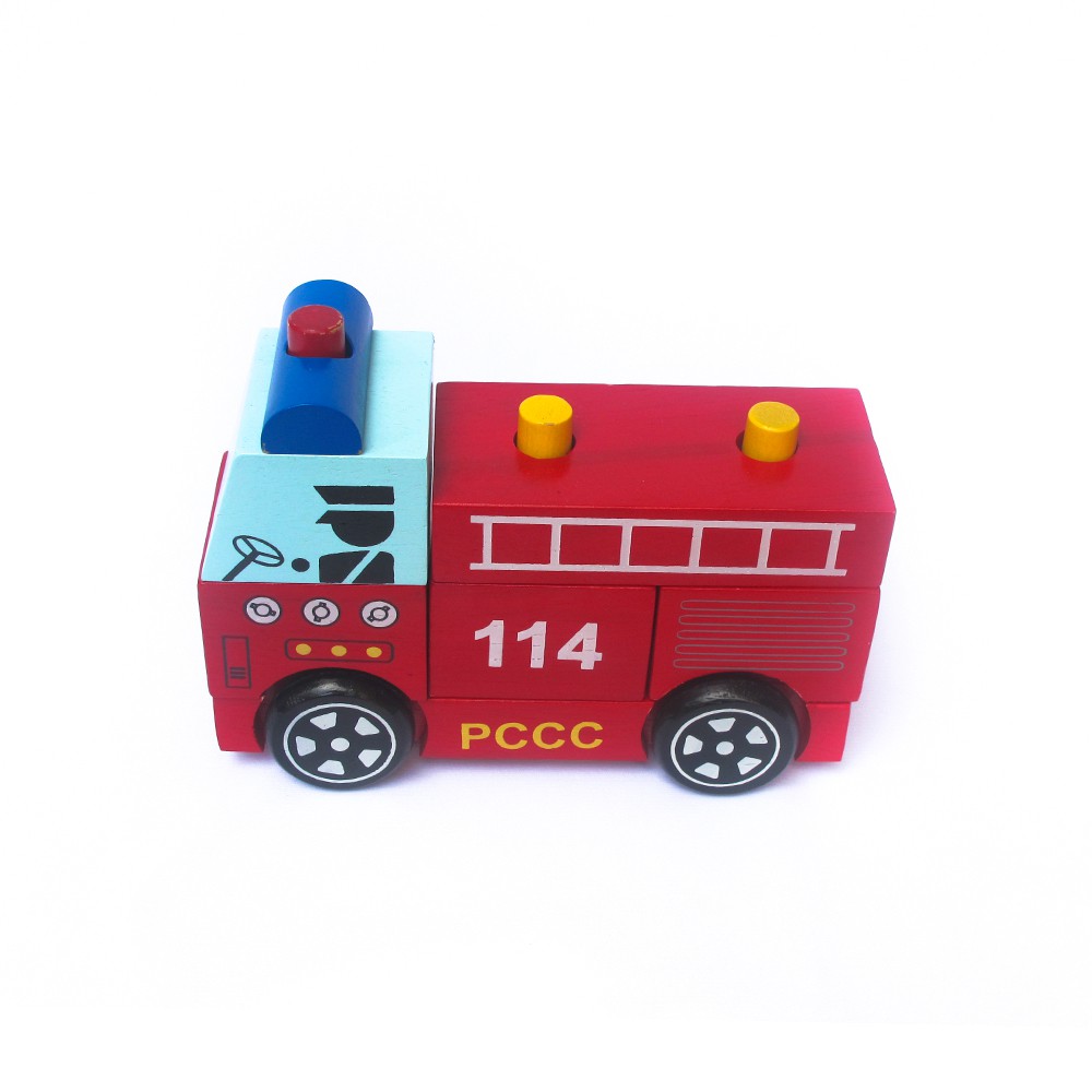 Đồ chơi gỗ Winwintoys - Lắp ráp xe cứu hỏa 61292