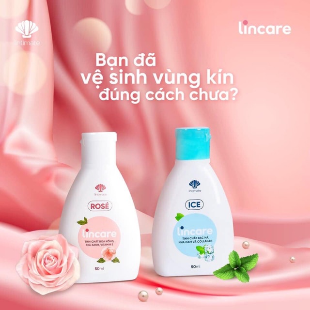 Dung dịch vệ sinh phụ nữ Lincare ice và Lincare Rose của Lintimate