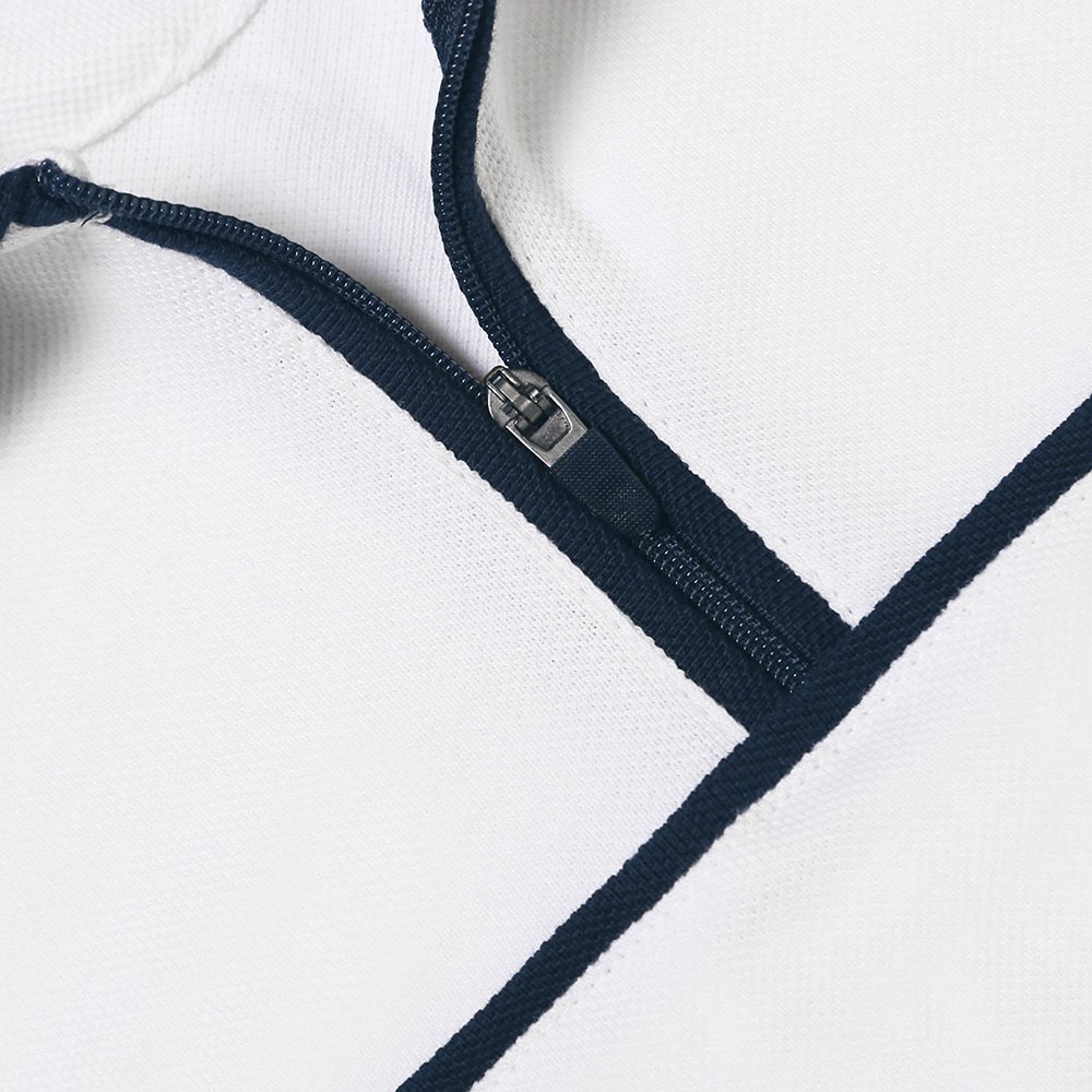 Áo Polo Phối Có Khóa, Màu Trắng, Chất Liệu Cotton Thoáng Khí, Form Slimfit - CEFFYLO