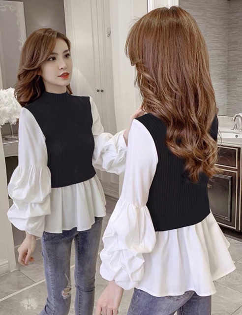 Áo Len Pha Sơ Mi Cực Sang Chảnh🎀🎀