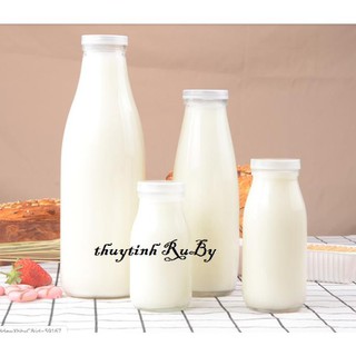 Bộ 2 Chai Thủy Tinh Đựng Sữa 500ml Nắp thiếc - Bình nước thủy tinh