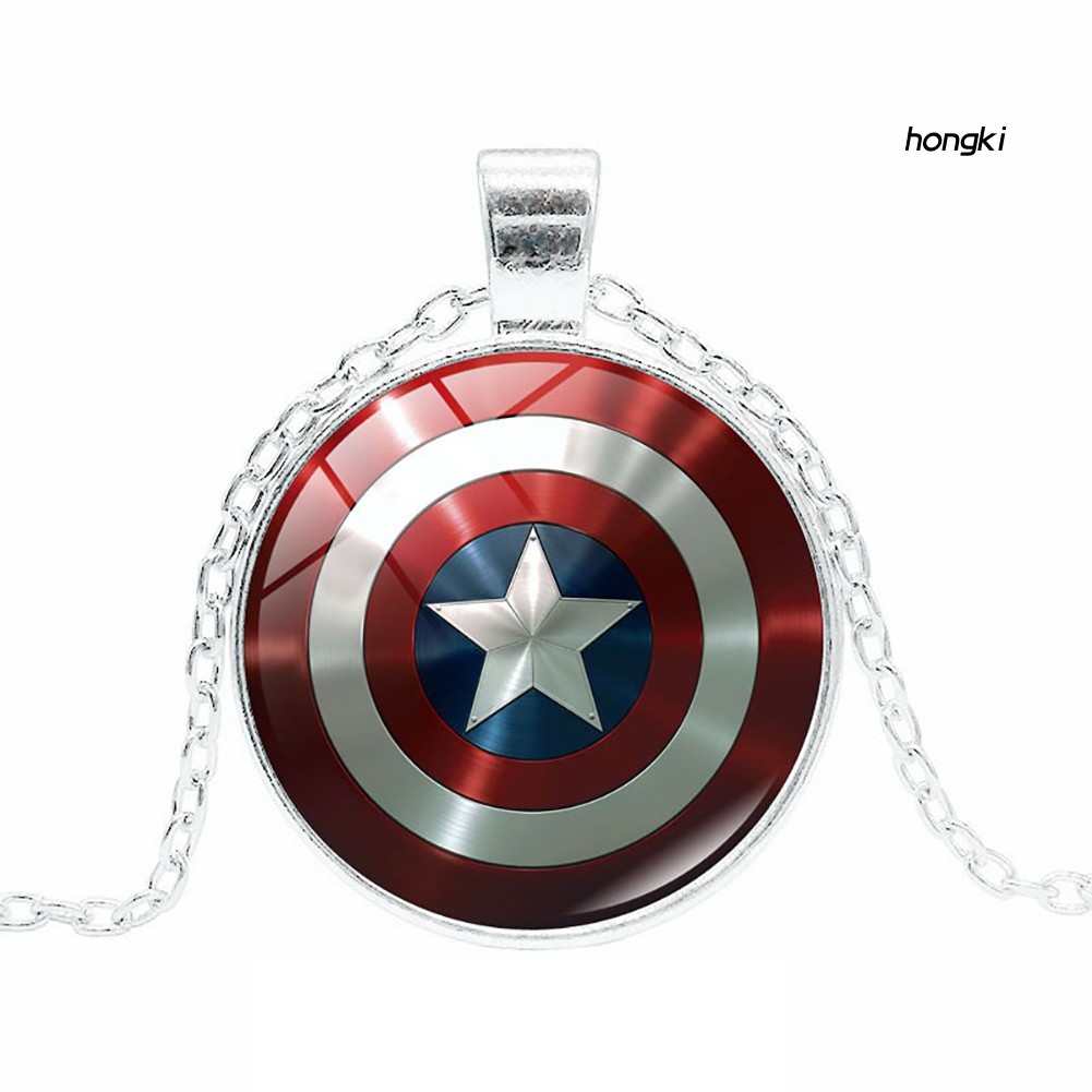 vòng cổ Mặt Tròn Họa Tiết Biểu Tượng Siêu Anh Hùng Độc Đáo