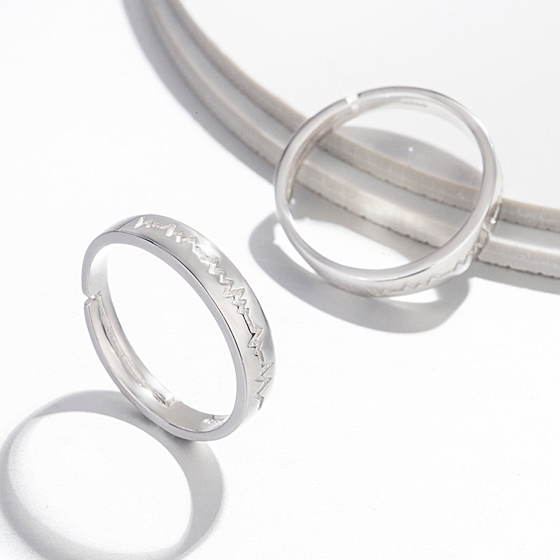 Nhẫn Hở Hình Trái Tim Màu Trắng Đen Thời Trang Cho Cặp Đôi