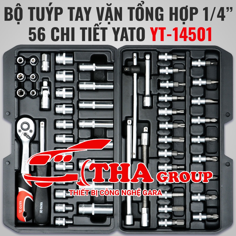 BỘ TUÝP TAY VẶN TỔNG HỢP 1/4" 56 CHI TIẾT YATO YT-14501