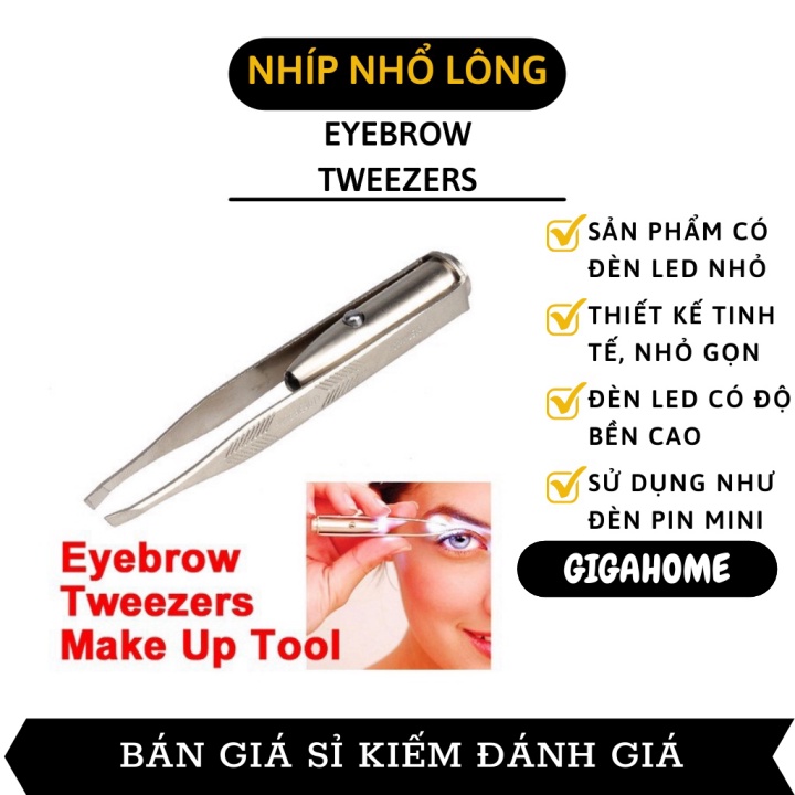 Nhíp Nhổ Lông Mày GIGAHOME Dụng Cụ Nhổ Lông Có Đèn Pin Tích Hợp Để Dễ Dàng Thực Hiện 4050