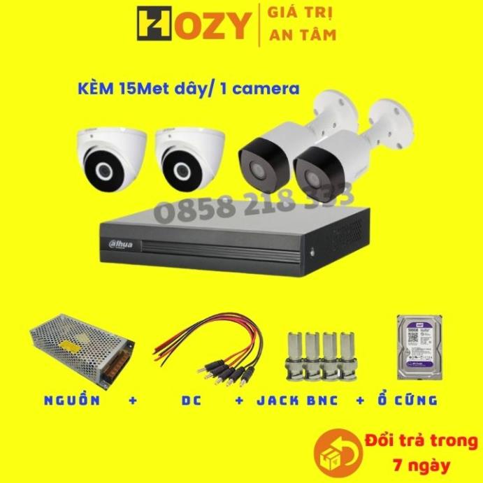 Bộ đầu thu ghi hình camera IP - analog DAHUA 1000GB  4 mắt analog 2.0mpx tặng 60m dây chính hãng DSS bảo hành 2 năm
