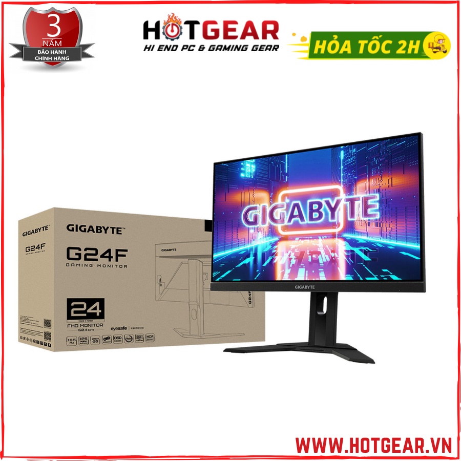 Màn hình Gigabyte G24F 2 24" IPS 180Hz màn Gaming đẳng cấp tinh tế phù hợp mọi không gian Chính hãng bảo hành 36 tháng