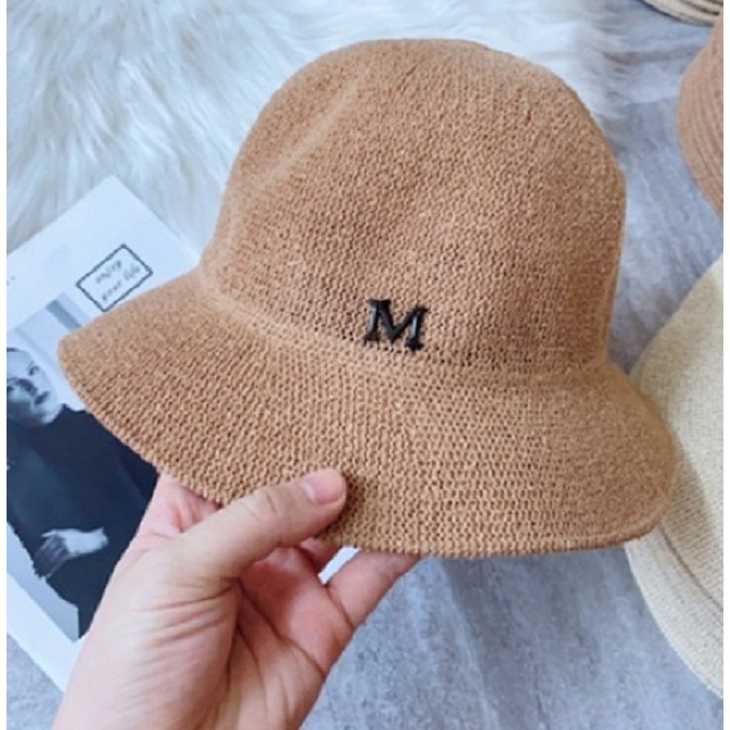 Mũ cói nữ chữ M rộng vành
