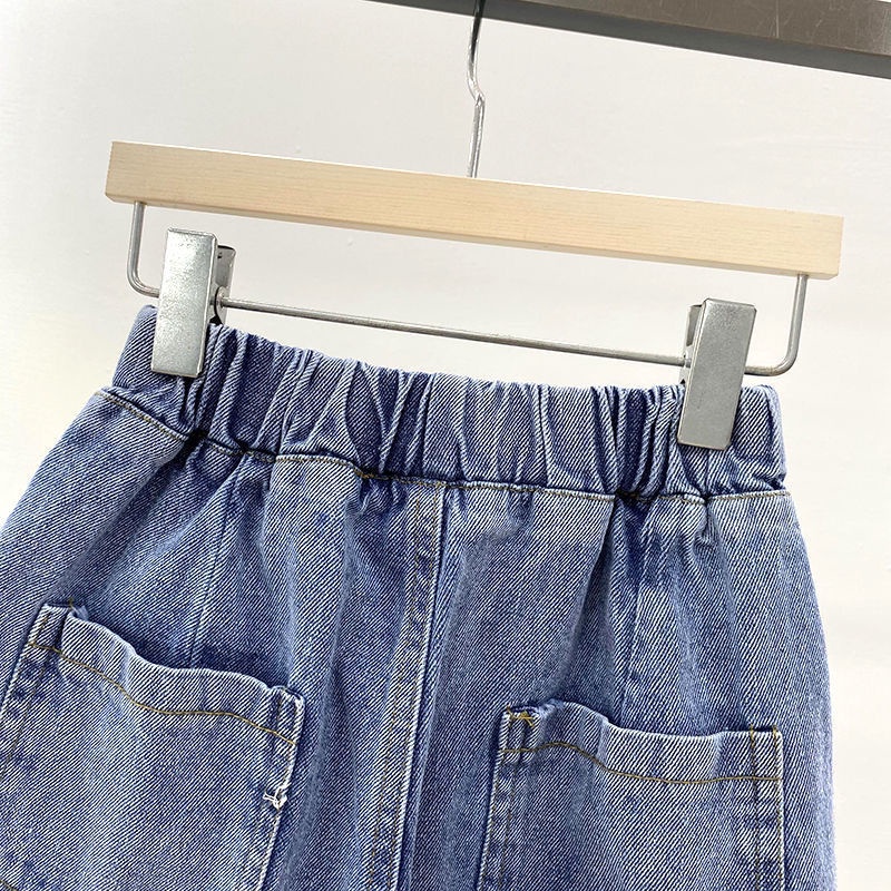 Quần Short Denim Dáng Rộng Thời Trang Mùa Hè 2022 Mới Mẻ Cho Bé Gái