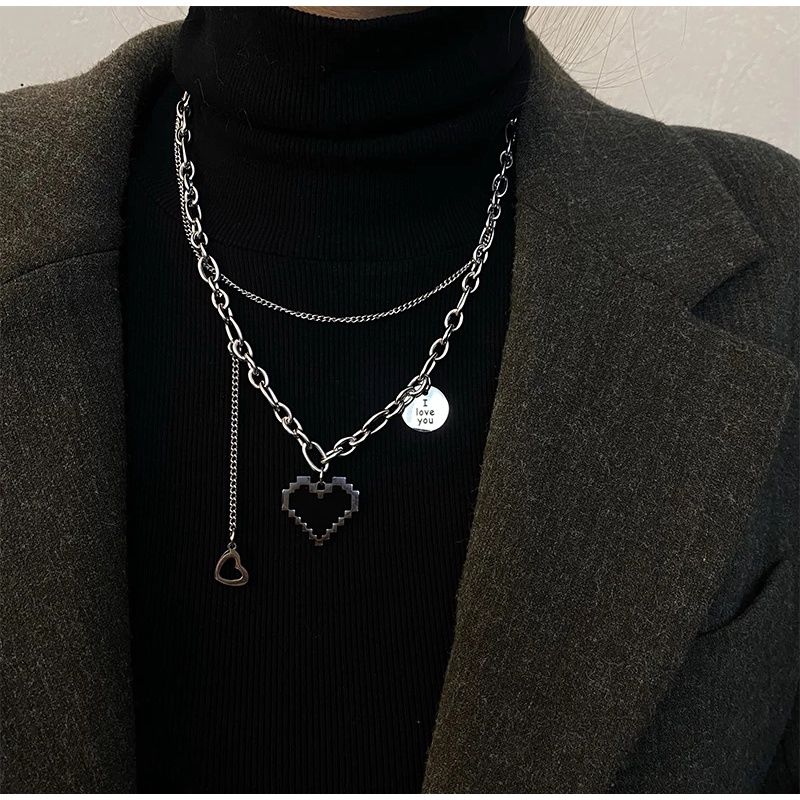 1 Vòng Cổ Choker Mặt Hình Trái Tim Bằng Kim Loại Dễ Điều Chỉnh Phong Cách Harajuku Đường Phố Rock Hình Học Dành Cho Bạn Gái