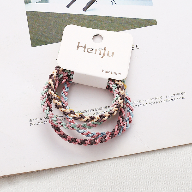 Korea Fashion Cute Color Braided Hair Rope Rubber Band Couple Bracelet Dual Use