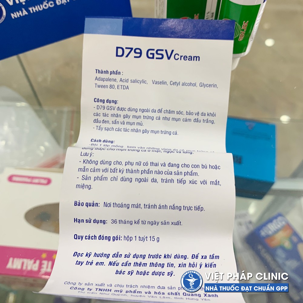 KEM GIẢM MỤN D79 GSV 15G