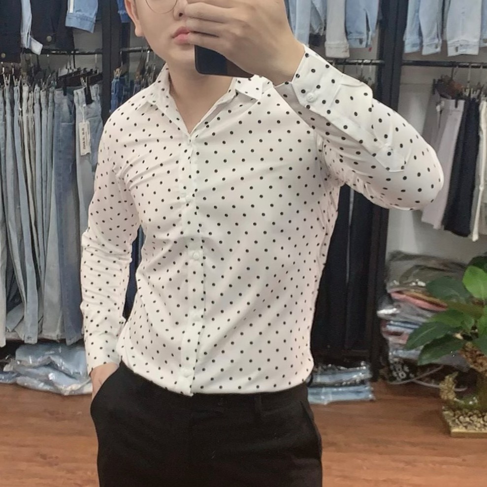 áo sơ mi nam nữ hoạ tiết căp đoi tay dài vải lụa 3d in họa tiết trắng vải lụa 3d form body | BigBuy360 - bigbuy360.vn