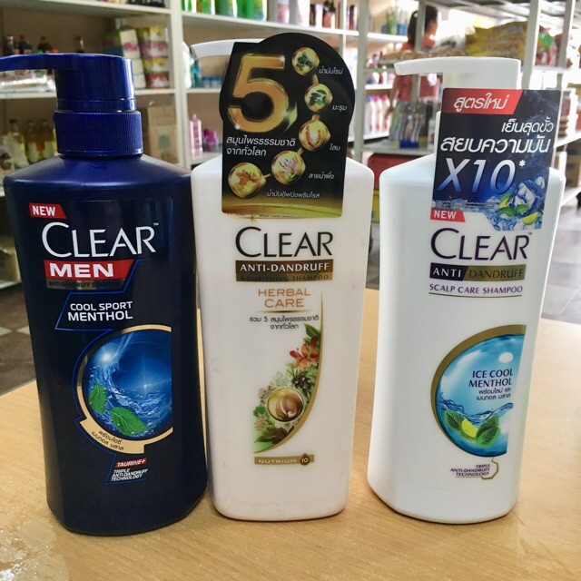 Dầu gội Clear Bạc Hà, Men, Thảo dược, Hoa anh đào, oải hương tím, than hoạt tính