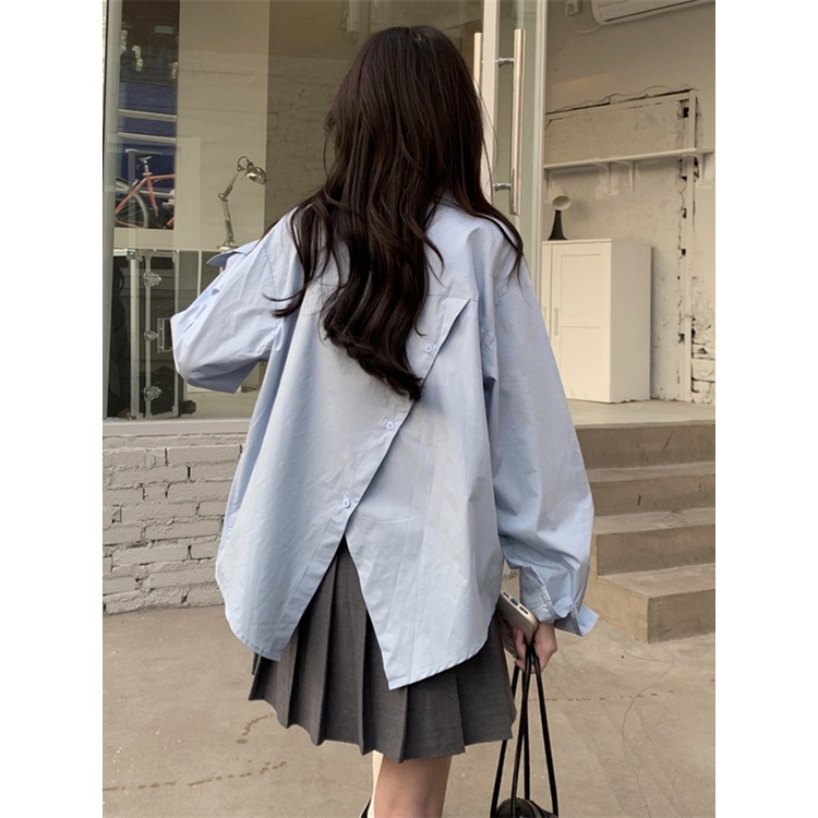 Áo Sơ Mi Dài Tay Có Khóa Kéo Thời Trang Xuân Thu Cho Nữ