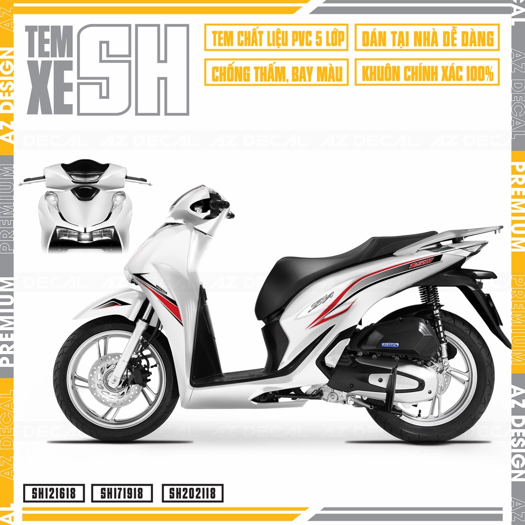 Tem Chỉ Xe SH Cách Điệu | SH18 | Decal Chế Dán SH Chất Liệu Vinyl Cao Cấp Chống Bay Màu, Dễ Dán Tại Nhà