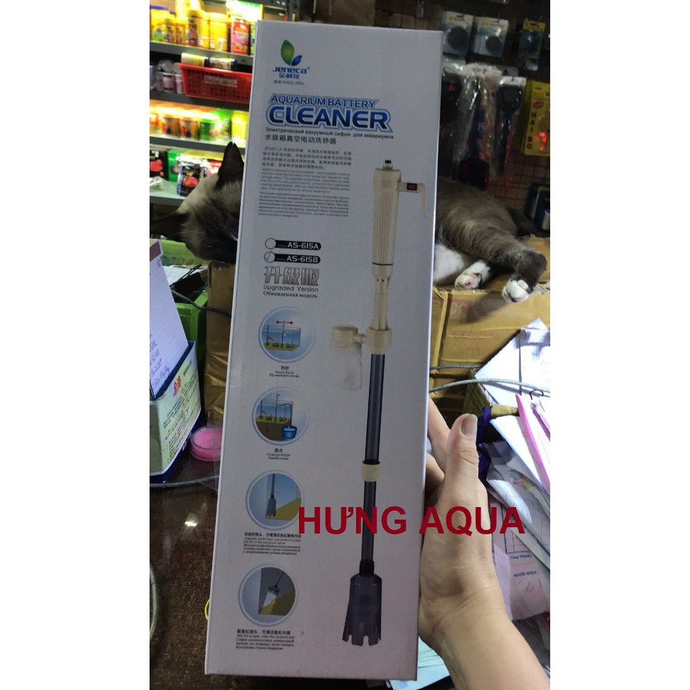 Hút Cặn Bể Cá - máy hút cặn bể cá chạy điện và pin CLEANER AS-615B đa năng 2 in 1  - vệ sinh bể cá
