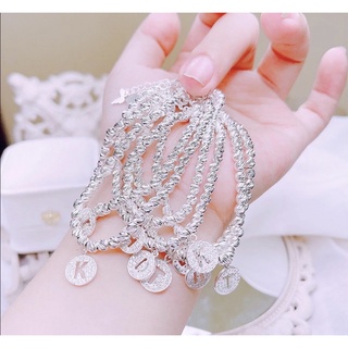 Lắc bi Ý phay chéo cao cấp mix charm chữ Bạc cao cấp