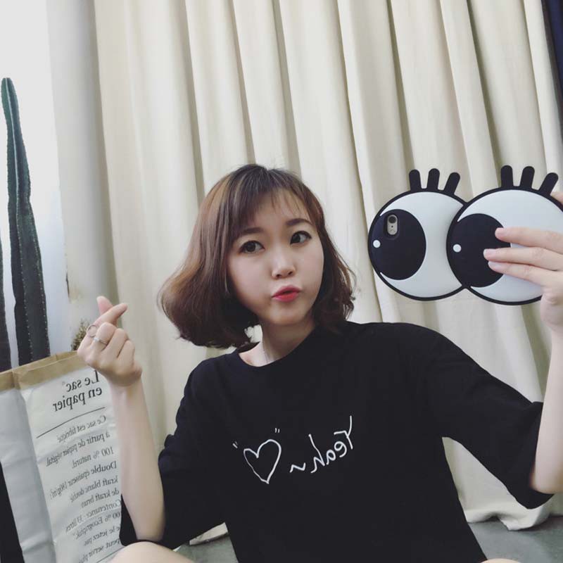 Áo thun nữ in chữ phong cách Hàn Quốc