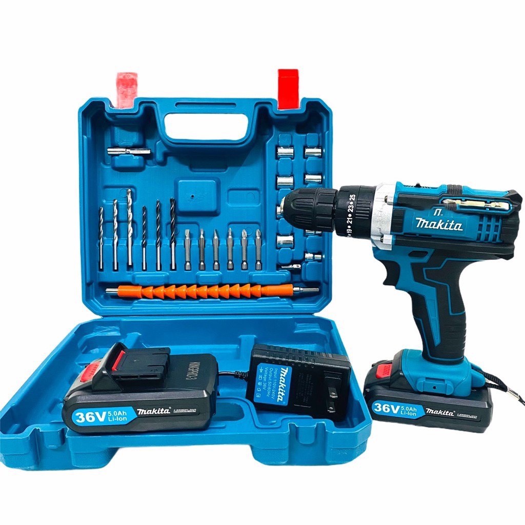 Máy khoan pin MAKITA, khoan pin Makita 3 chức năng khoan gỗ,khoan sắt, bắn vít - Tặng kèm phụ kiện 24 chi tiết