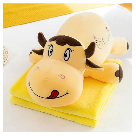 Bộ chăn gối văn phòng gấu bông có mền  hình Gấu Bò Heo Gà Vịt hà mã, cá sấu chó cún mèo có mền ANVIHOME